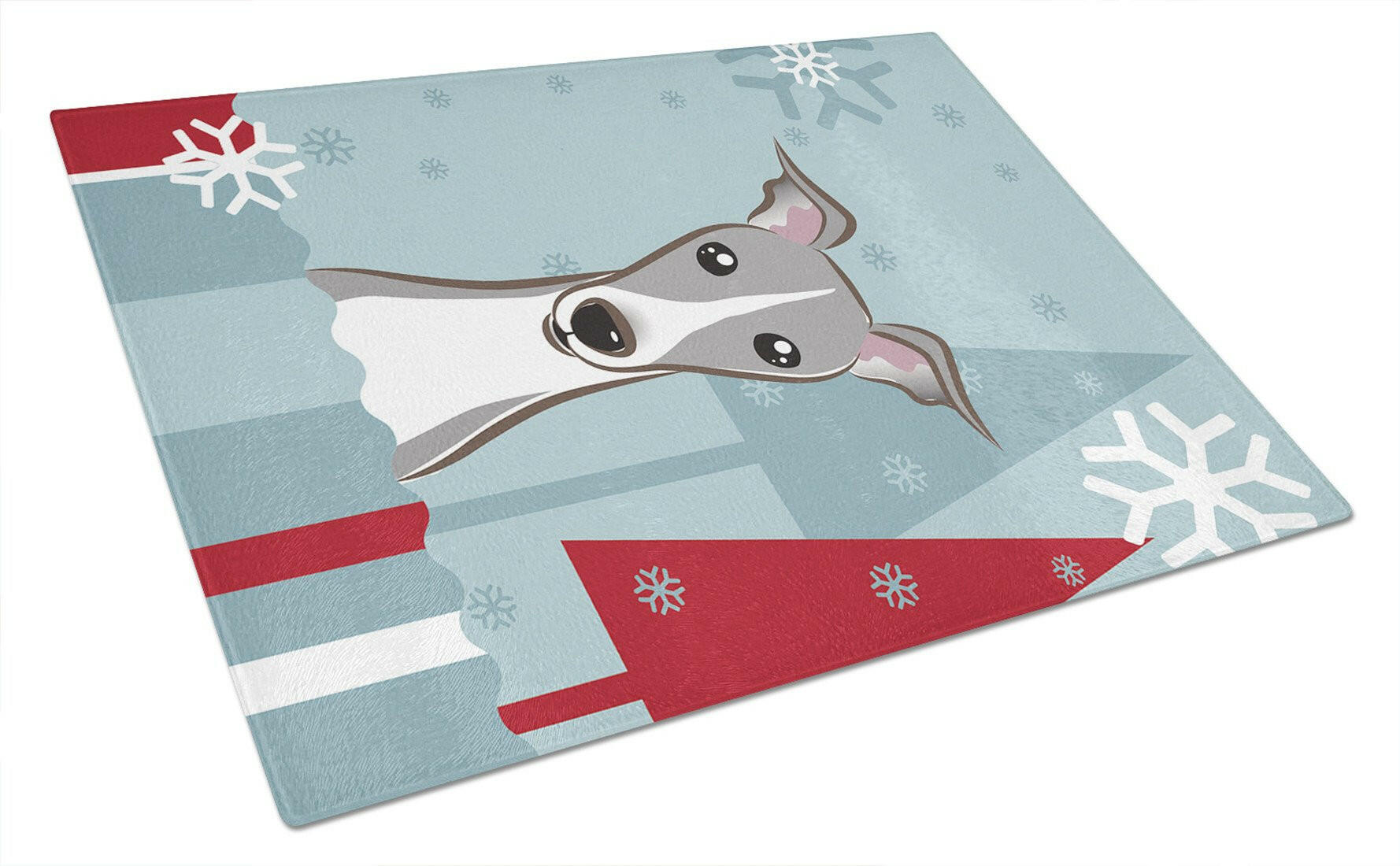 Winter Holiday Italian Greyhound Glass Cutting Board Large BB1732LCB by Caroline's Treasures