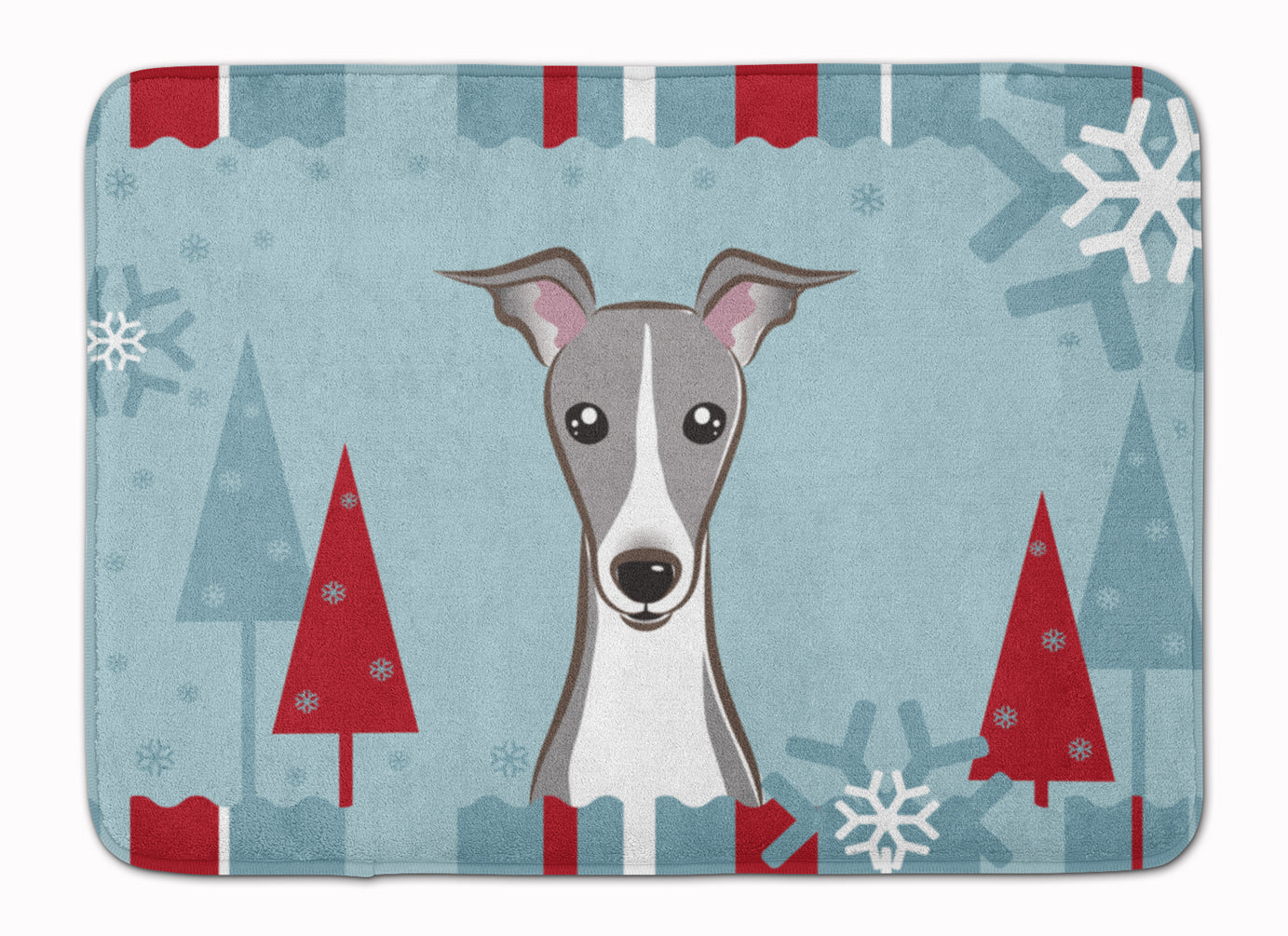 Winter Holiday Italian Greyhound Machine Washable Memory Foam Mat BB1732RUG - the-store.com