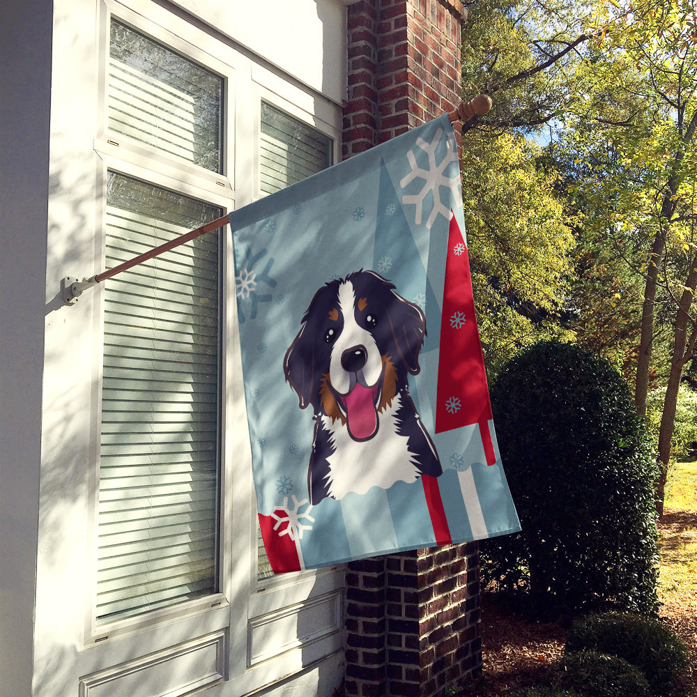 Winter Holiday Bernese Mountain Dog Flag Canvas House Size BB1733CHF  the-store.com.