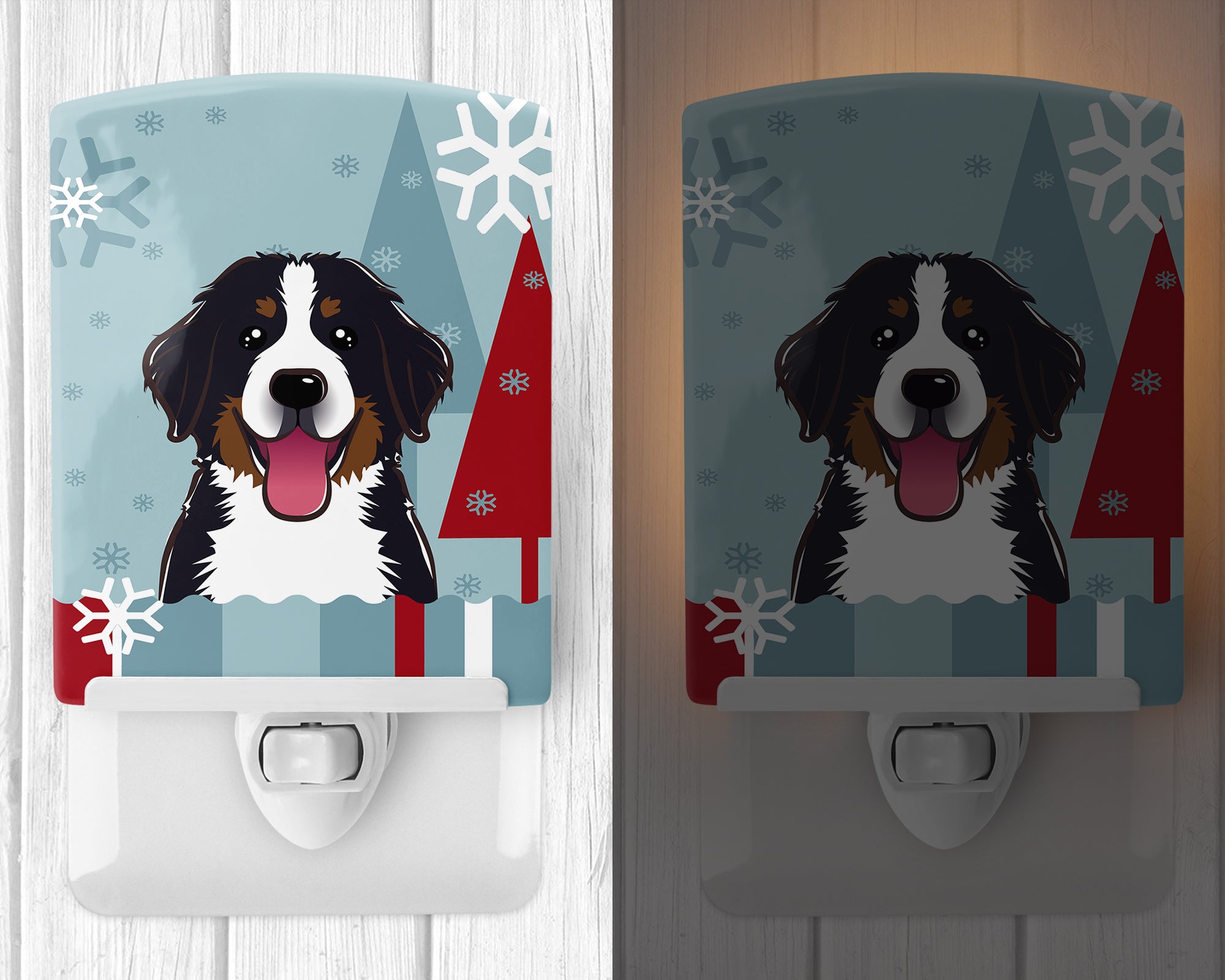 Winter Holiday Bernese Mountain Dog Ceramic Night Light BB1733CNL - the-store.com