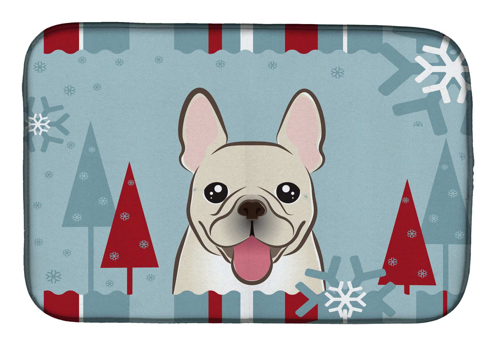 Winter Holiday French Bulldog Dish Drying Mat BB1734DDM  the-store.com.