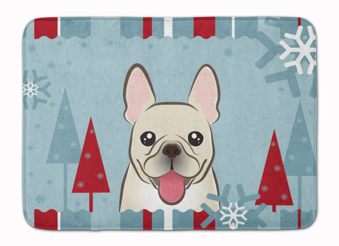 Winter Holiday French Bulldog Machine Washable Memory Foam Mat BB1734RUG - the-store.com