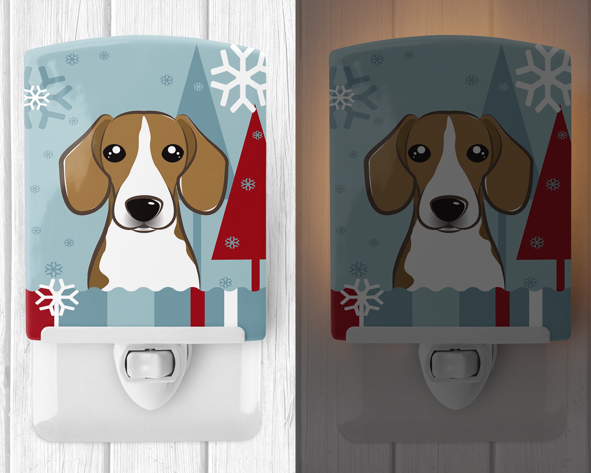 Winter Holiday Beagle Ceramic Night Light BB1735CNL - the-store.com