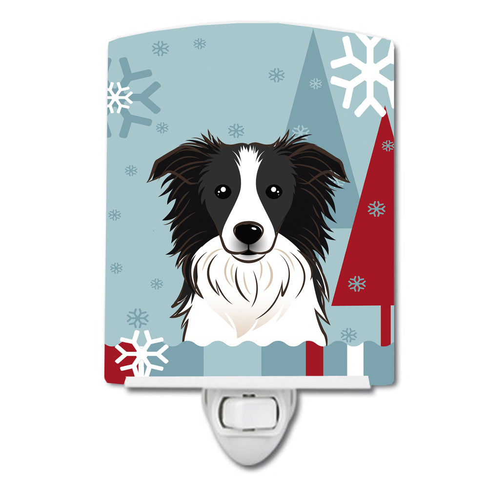 Winter Holiday Border Collie Ceramic Night Light BB1737CNL - the-store.com