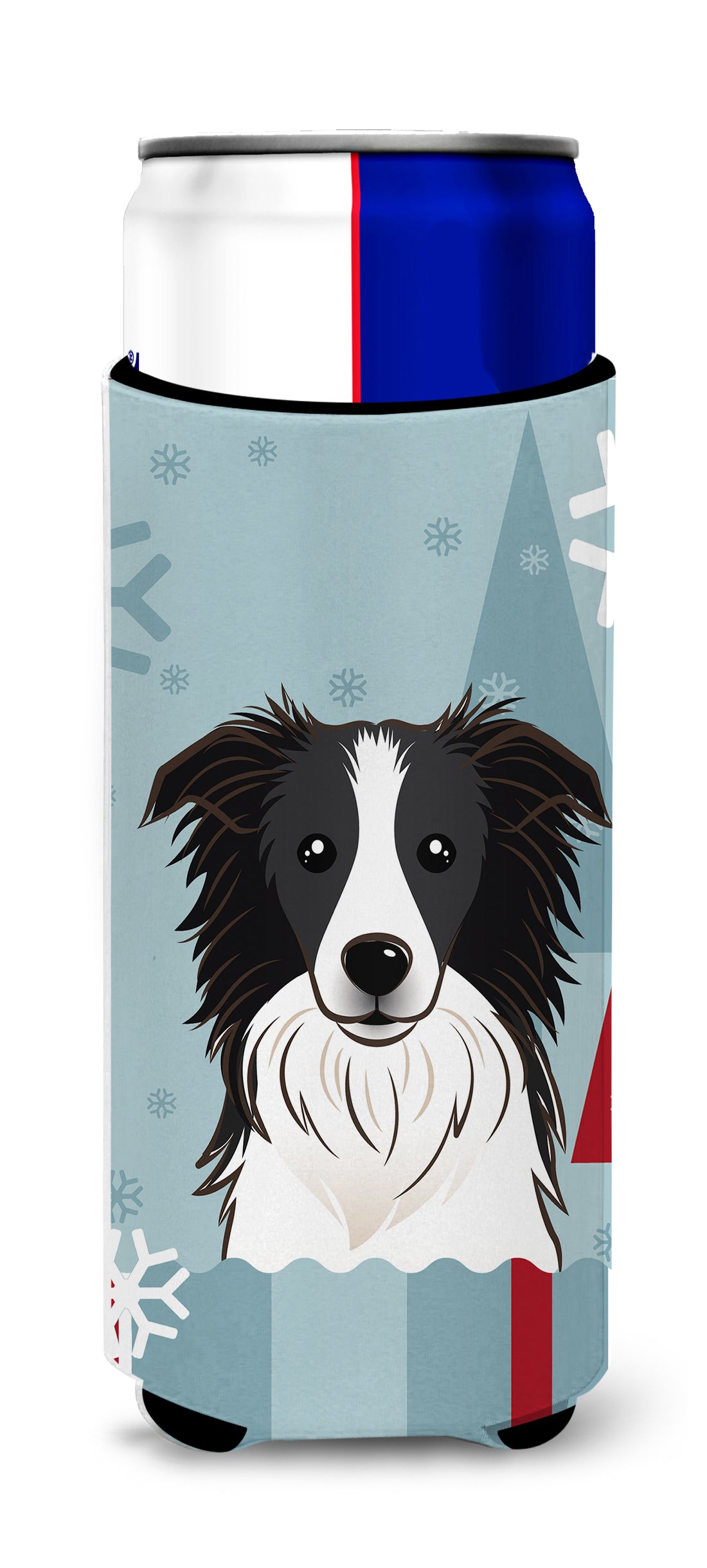 Winter Holiday Border Collie Ultra Beverage Insulators for slim cans BB1737MUK  the-store.com.