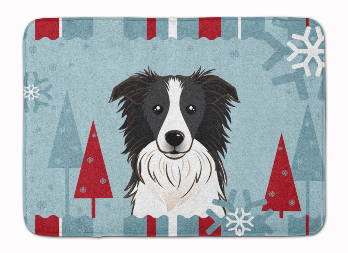 Winter Holiday Border Collie Machine Washable Memory Foam Mat BB1737RUG - the-store.com