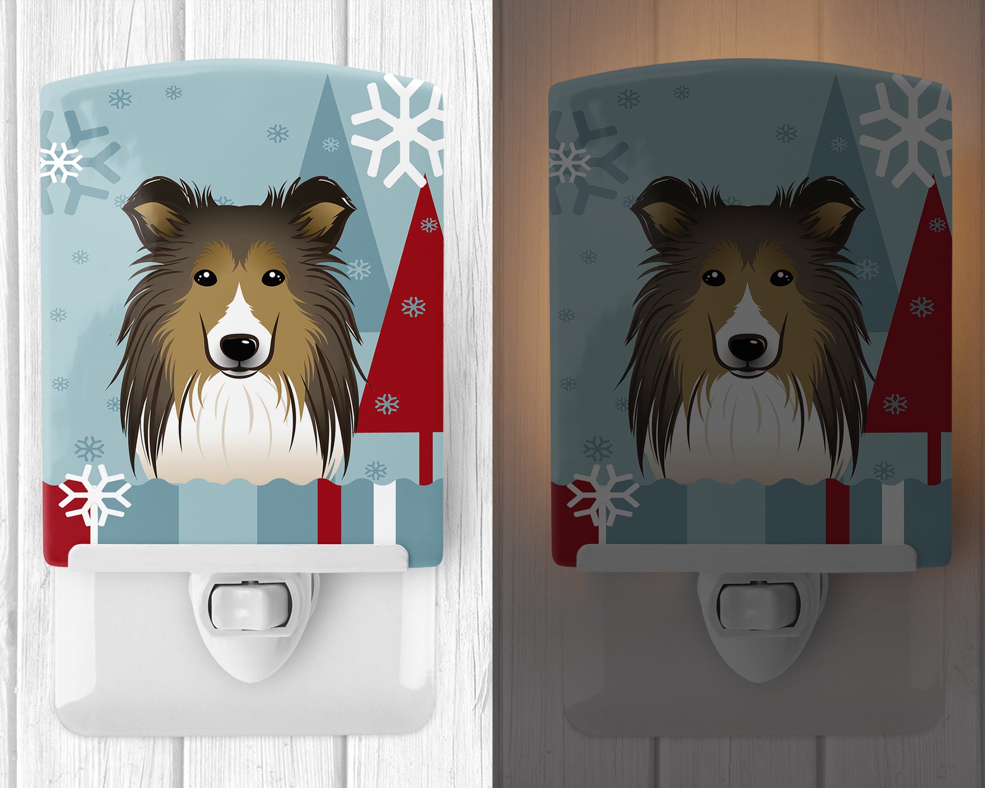 Winter Holiday Sheltie Ceramic Night Light BB1738CNL - the-store.com