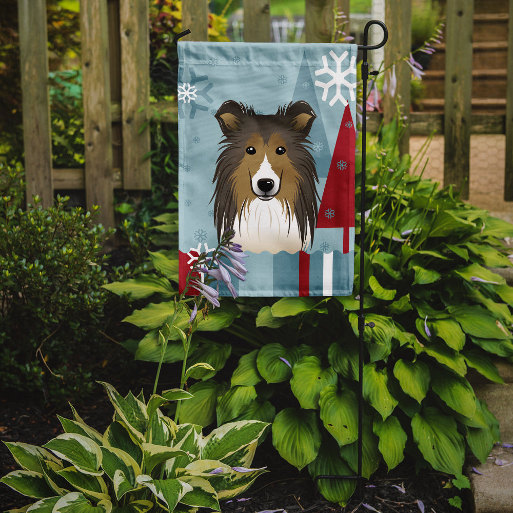 Winter Holiday Sheltie Flag Garden Size BB1738GF.