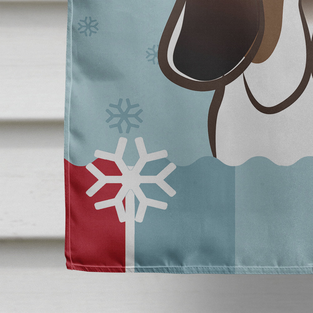 Winter Holiday Basset Hound Flag Canvas House Size BB1739CHF  the-store.com.