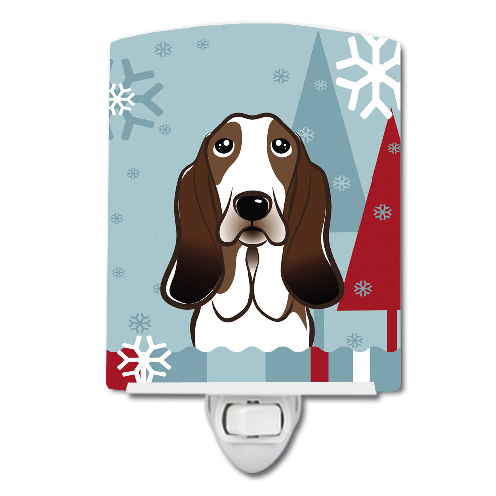 Winter Holiday Basset Hound Ceramic Night Light BB1739CNL - the-store.com