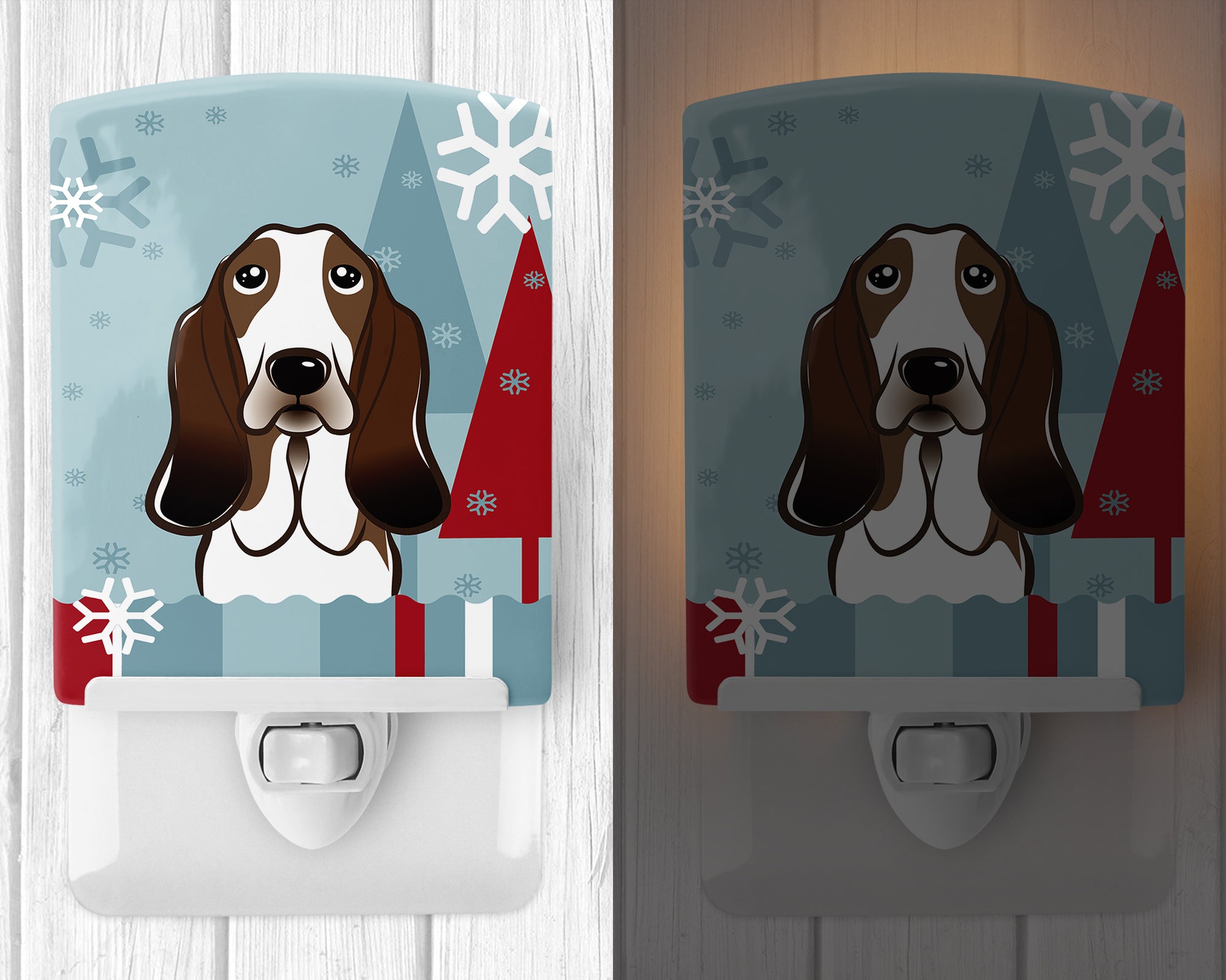 Winter Holiday Basset Hound Ceramic Night Light BB1739CNL - the-store.com