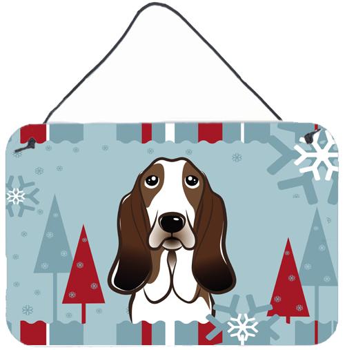 Winter Holiday Basset Hound Wall or Door Hanging Prints BB1739DS812 by Caroline&#39;s Treasures