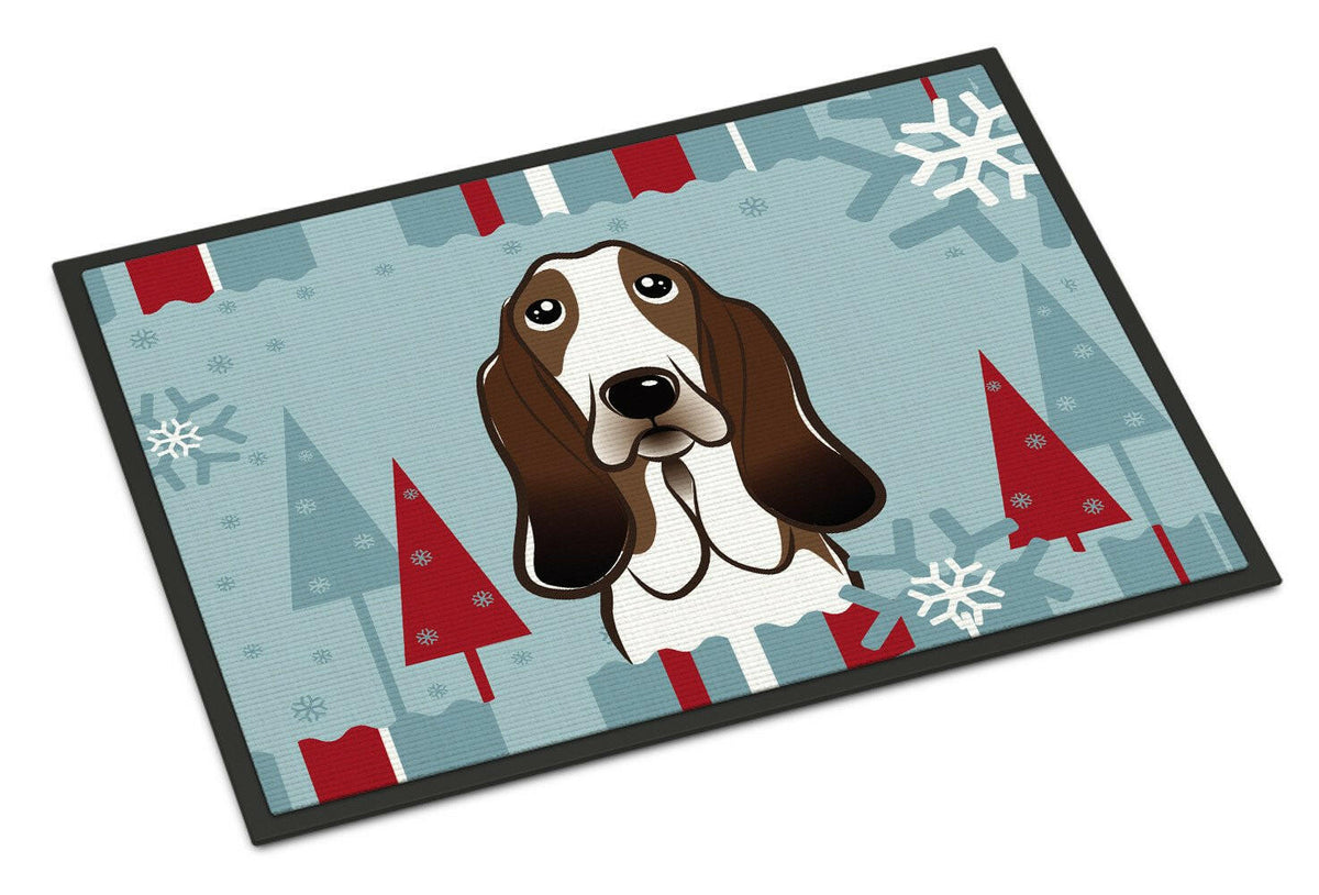 Winter Holiday Basset Hound Indoor or Outdoor Mat 24x36 BB1739JMAT - the-store.com