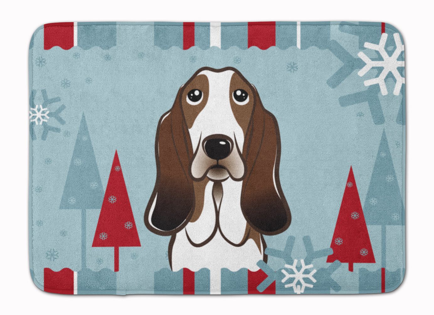 Winter Holiday Basset Hound Machine Washable Memory Foam Mat BB1739RUG - the-store.com