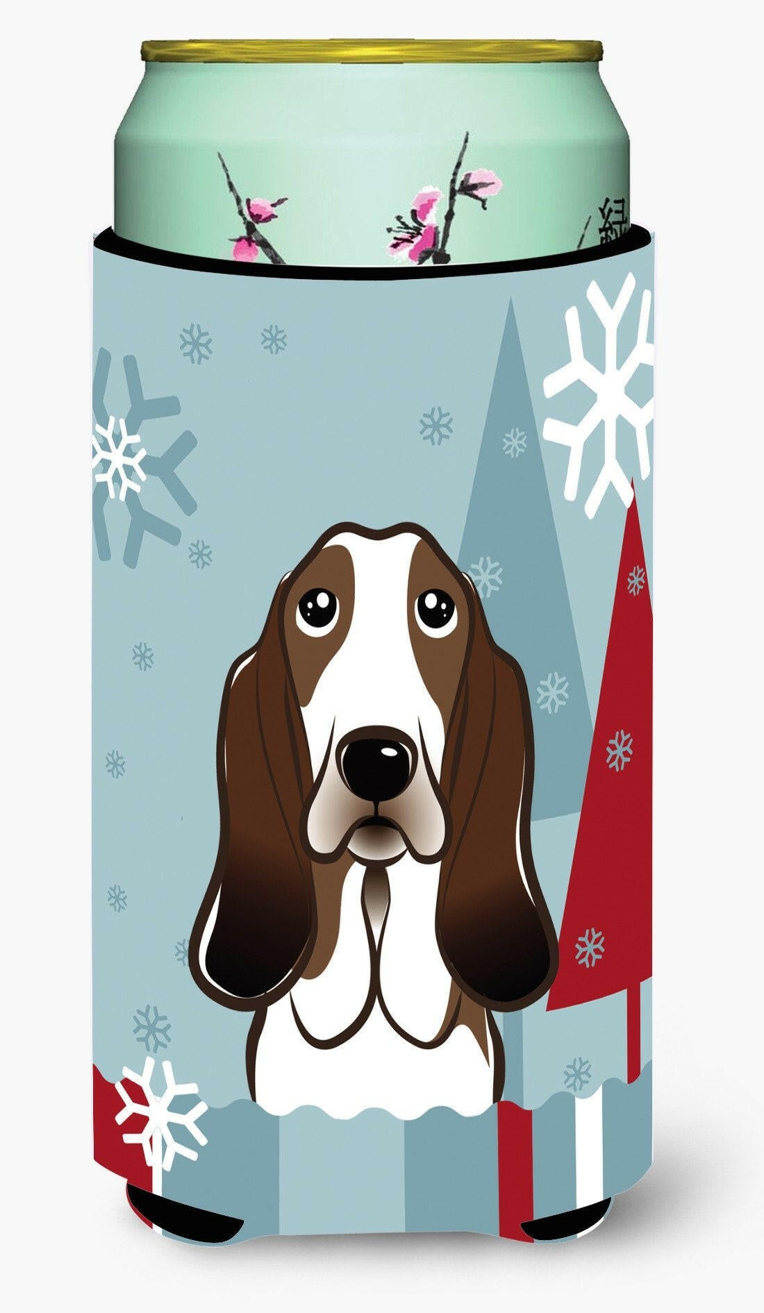 Winter Holiday Basset Hound Tall Boy Beverage Insulator Hugger BB1739TBC by Caroline&#39;s Treasures