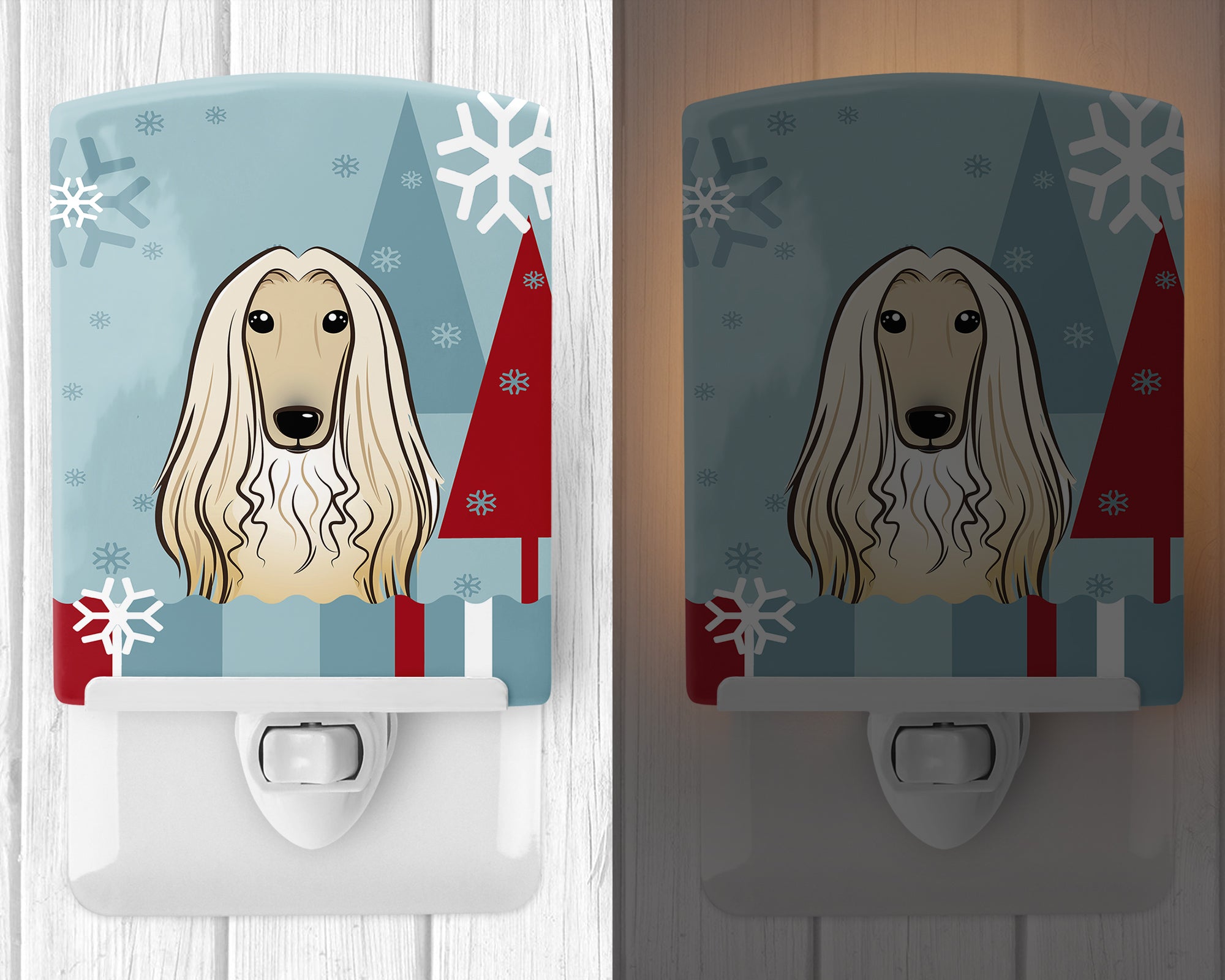 Winter Holiday Afghan Hound Ceramic Night Light BB1740CNL - the-store.com