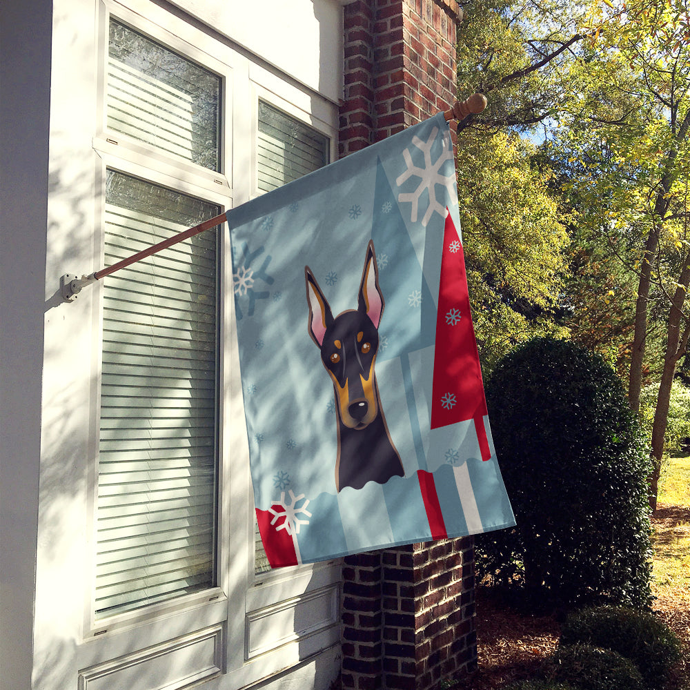 Winter Holiday Doberman Flag Canvas House Size BB1741CHF  the-store.com.