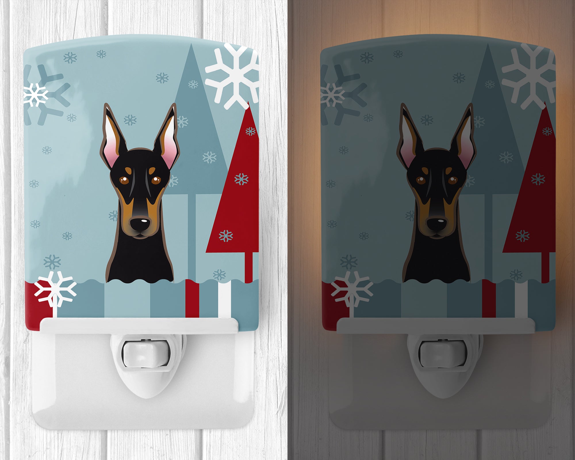 Winter Holiday Doberman Ceramic Night Light BB1741CNL - the-store.com