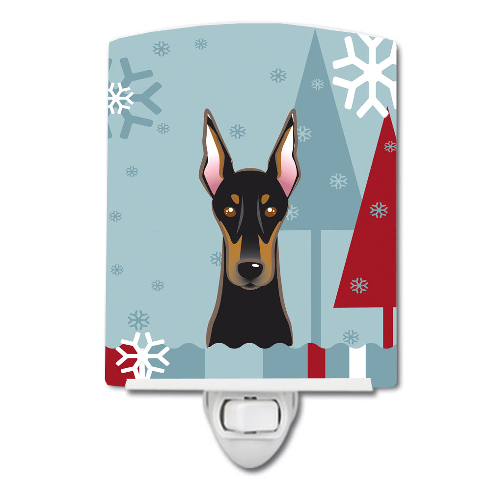 Winter Holiday Doberman Ceramic Night Light BB1741CNL - the-store.com