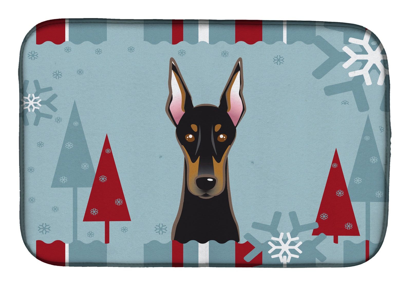 Winter Holiday Doberman Dish Drying Mat BB1741DDM  the-store.com.