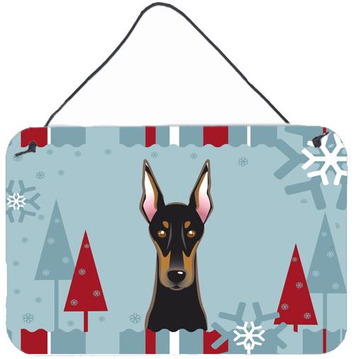 Winter Holiday Doberman Wall or Door Hanging Prints BB1741DS812 by Caroline's Treasures