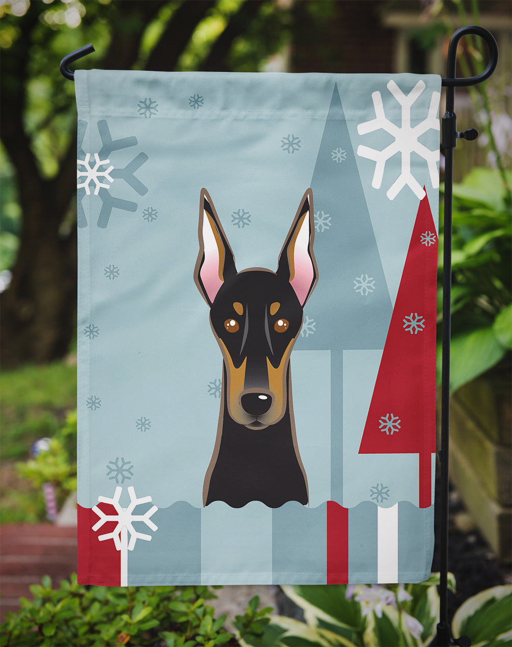 Winter Holiday Doberman Flag Garden Size BB1741GF.