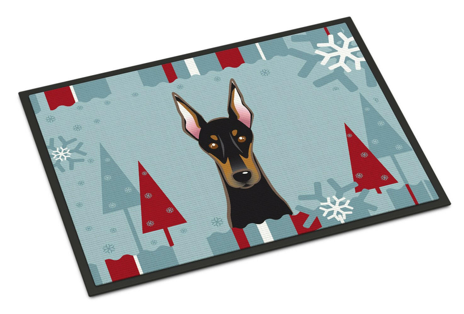 Winter Holiday Doberman Indoor or Outdoor Mat 18x27 BB1741MAT - the-store.com