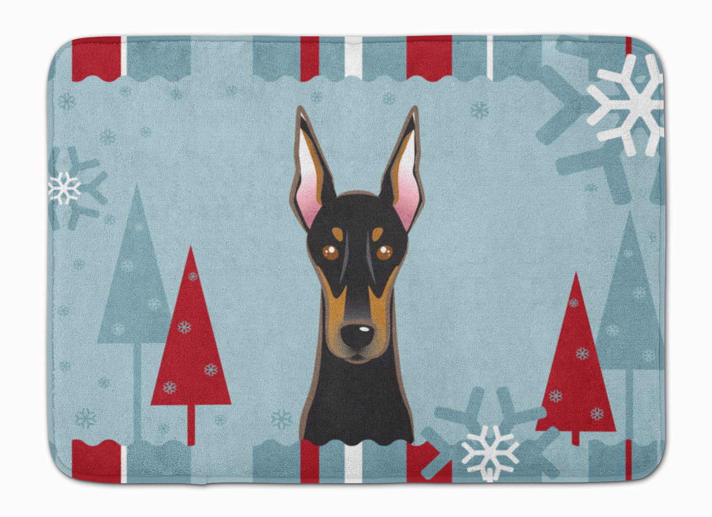 Winter Holiday Doberman Machine Washable Memory Foam Mat BB1741RUG - the-store.com