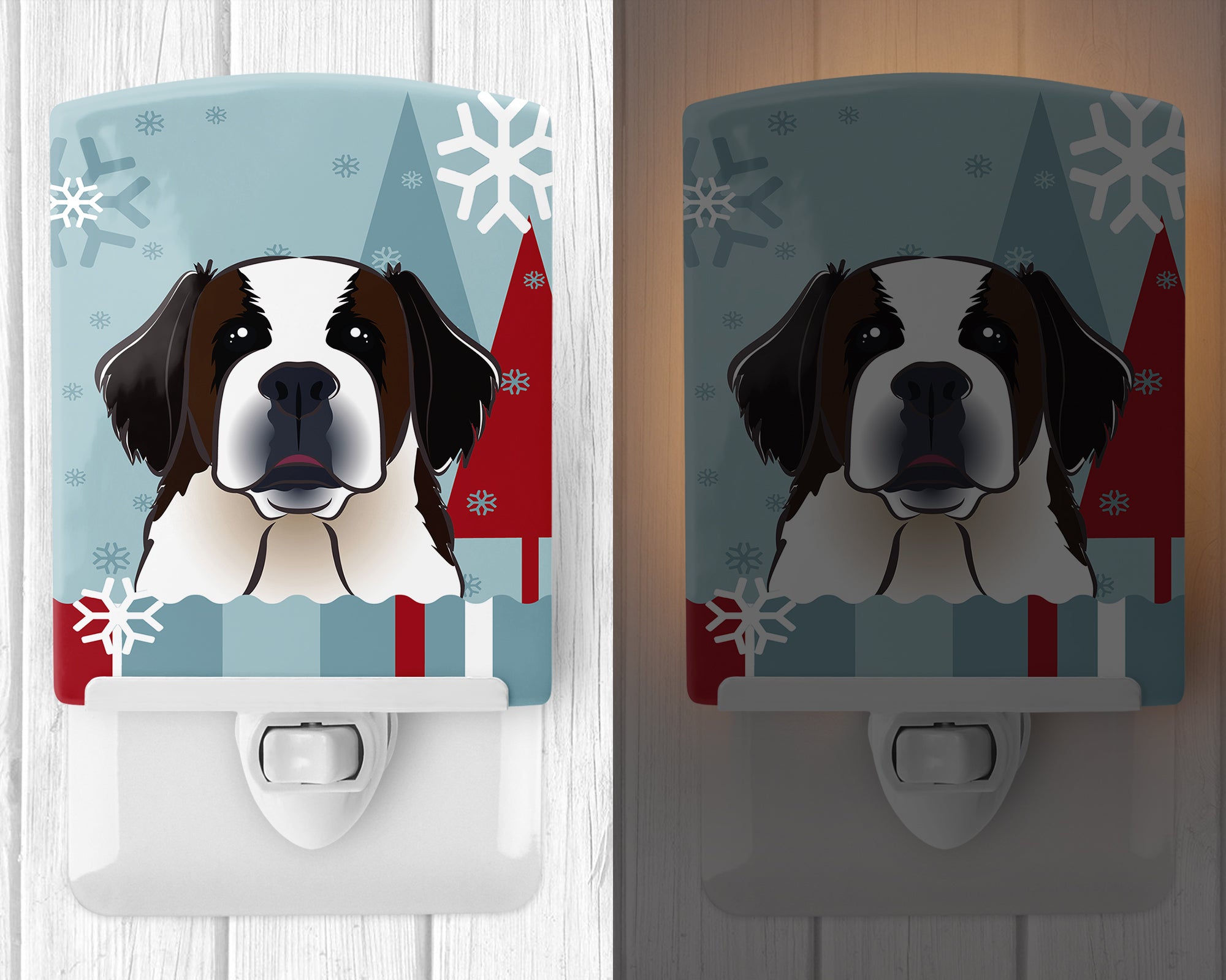 Winter Holiday Saint Bernard Ceramic Night Light BB1742CNL - the-store.com