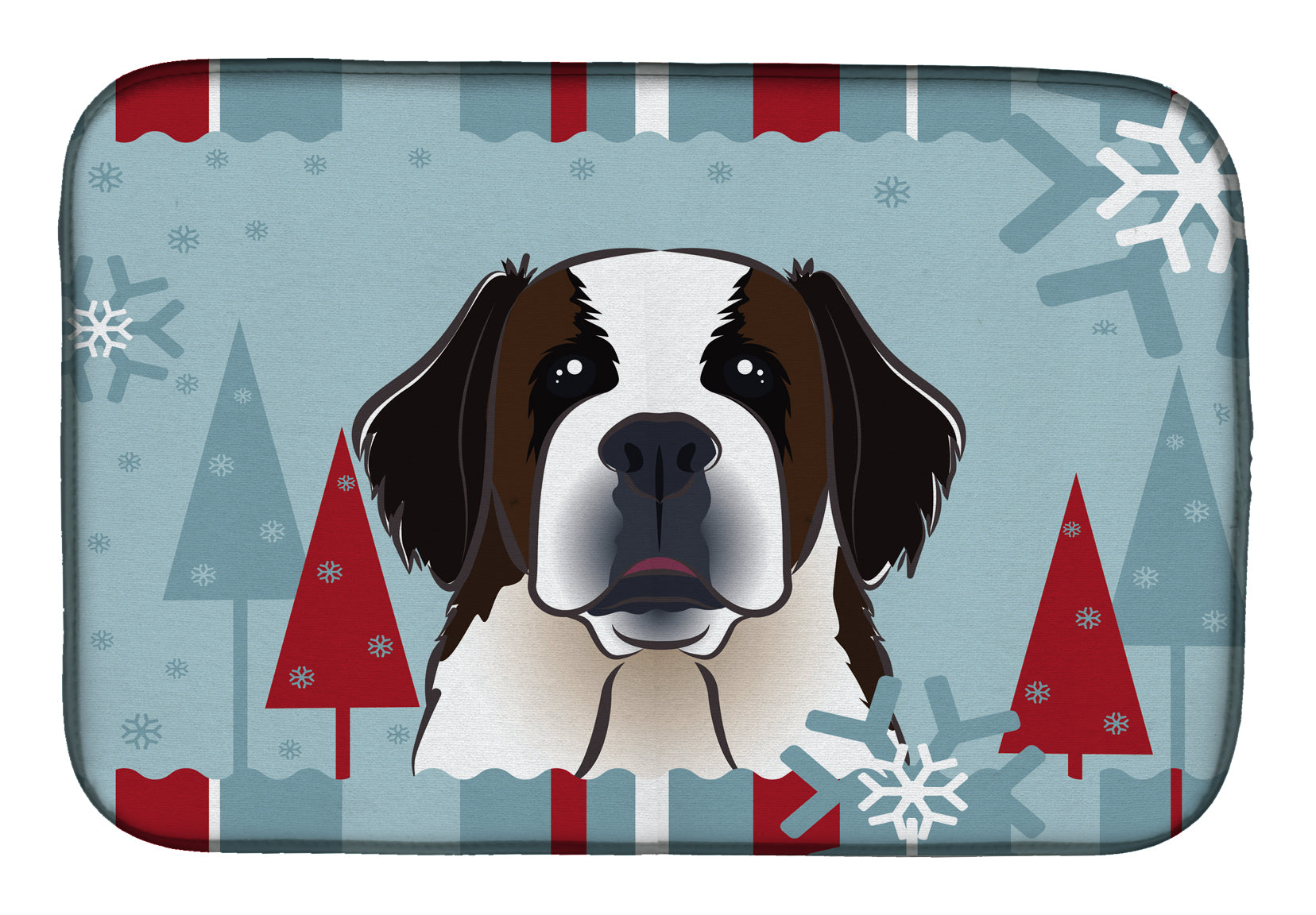 Winter Holiday Saint Bernard Dish Drying Mat BB1742DDM  the-store.com.