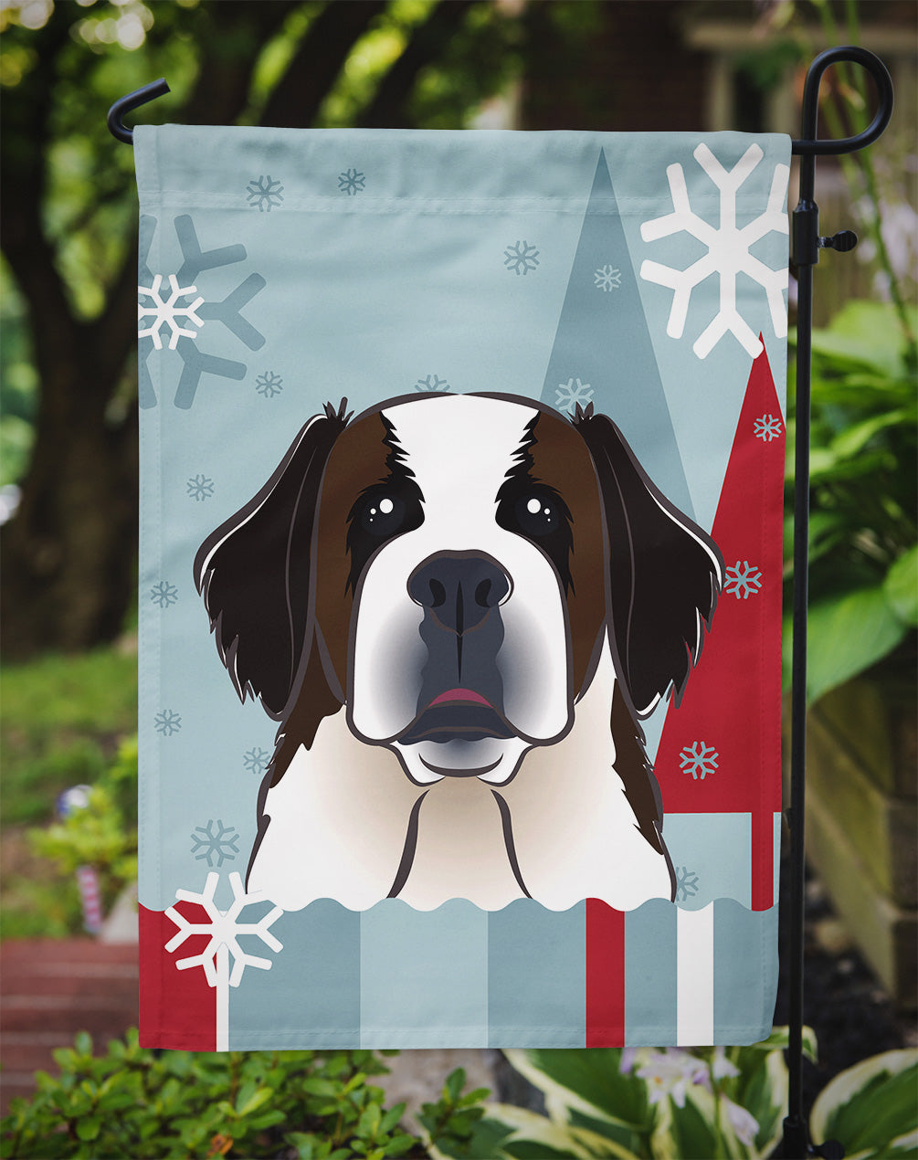 Winter Holiday Saint Bernard Flag Garden Size BB1742GF.