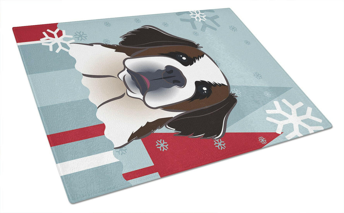 Winter Holiday Saint Bernard Glass Cutting Board Large BB1742LCB by Caroline&#39;s Treasures