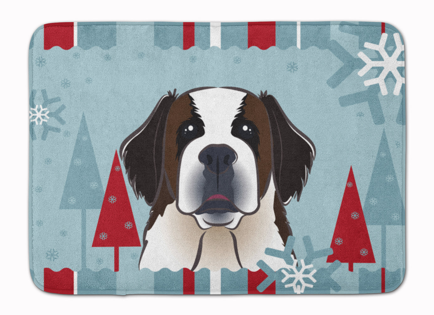 Winter Holiday Saint Bernard Machine Washable Memory Foam Mat BB1742RUG - the-store.com