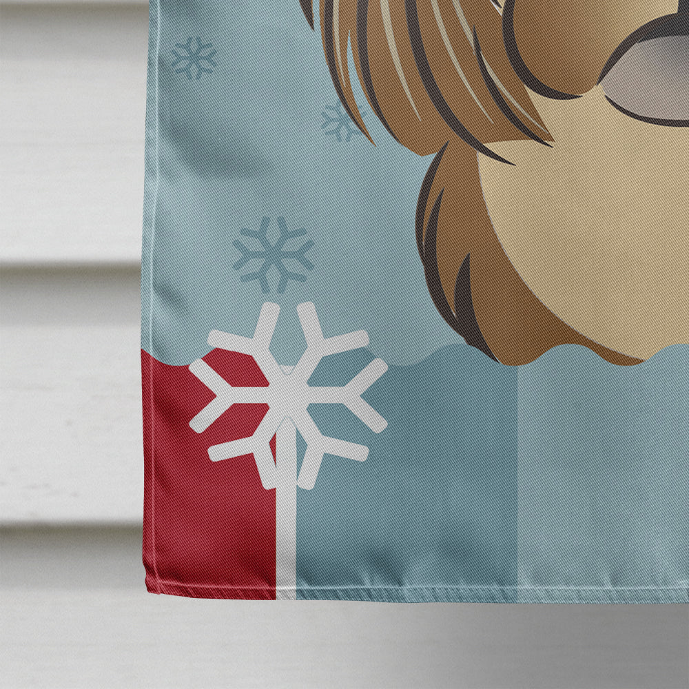 Winter Holiday Chocolate Brown Shih Tzu Flag Canvas House Size BB1745CHF  the-store.com.