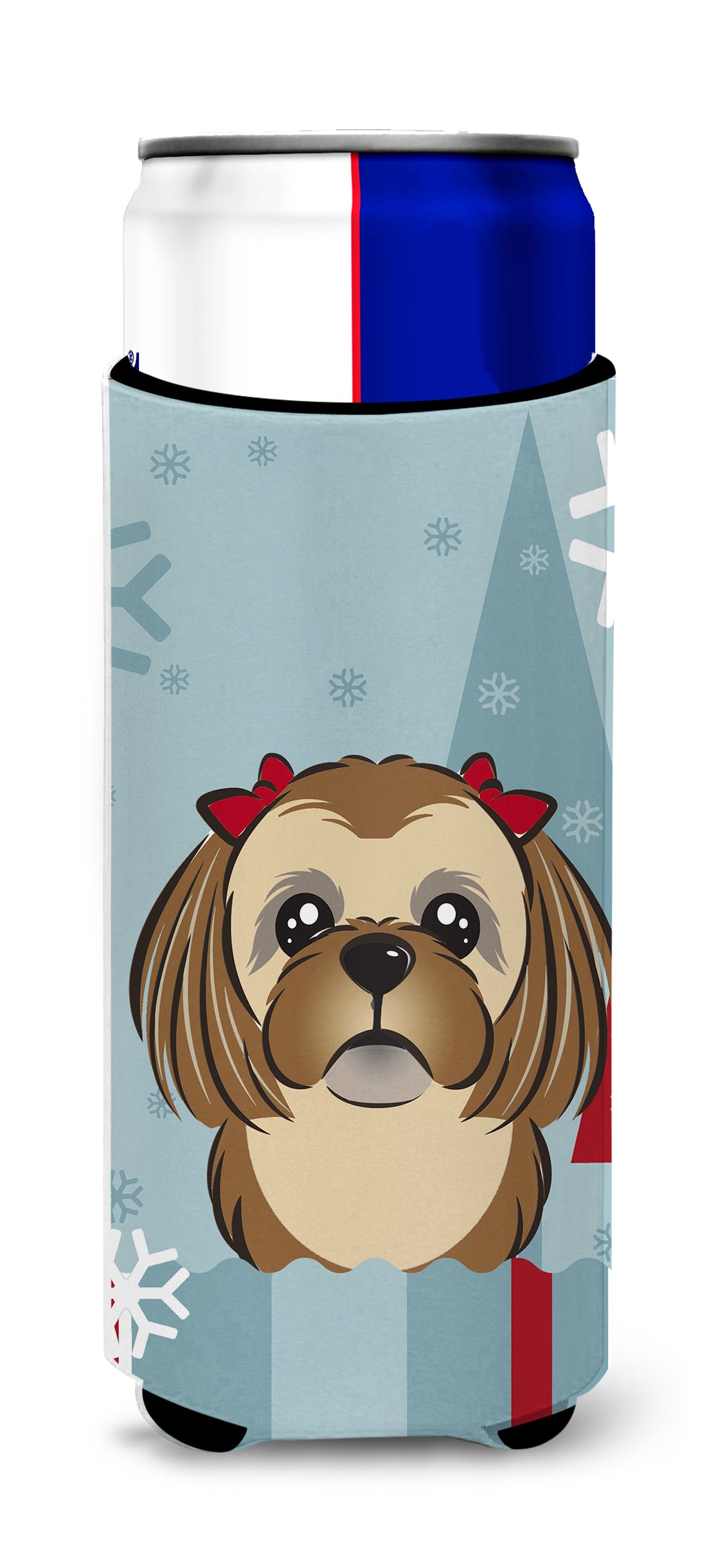 Winter Holiday Chocolate Brown Shih Tzu Ultra Beverage Insulators for slim cans BB1745MUK  the-store.com.