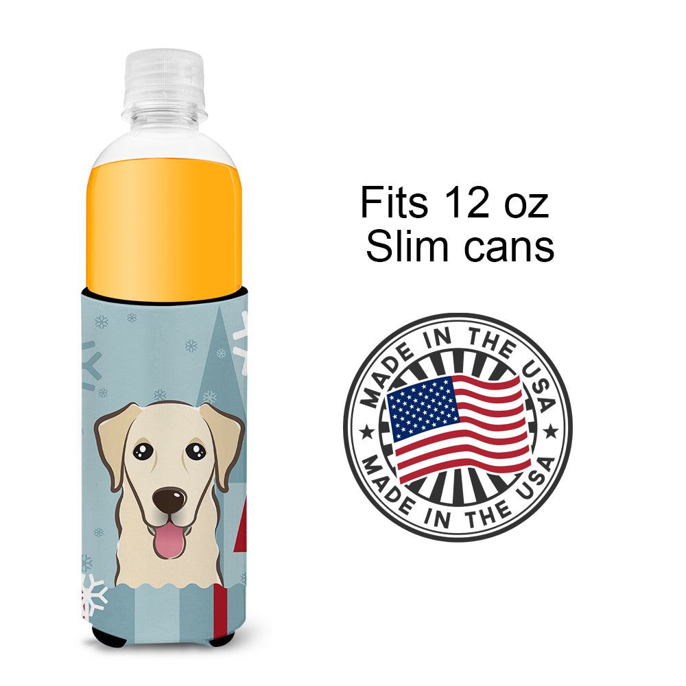 Winter Holiday Golden Retriever Ultra Beverage Insulators for slim cans BB1748MUK  the-store.com.