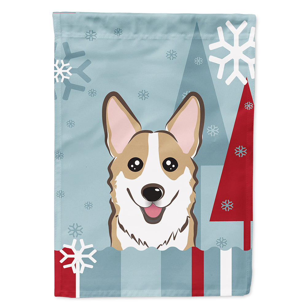 Winter Holiday Sable Corgi Flag Canvas House Size BB1749CHF  the-store.com.