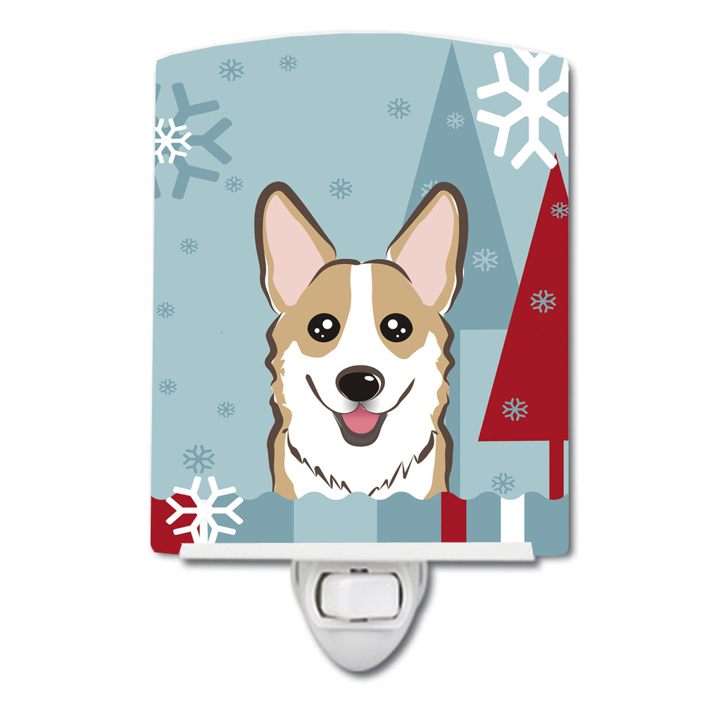 Winter Holiday Sable Corgi Ceramic Night Light BB1749CNL - the-store.com