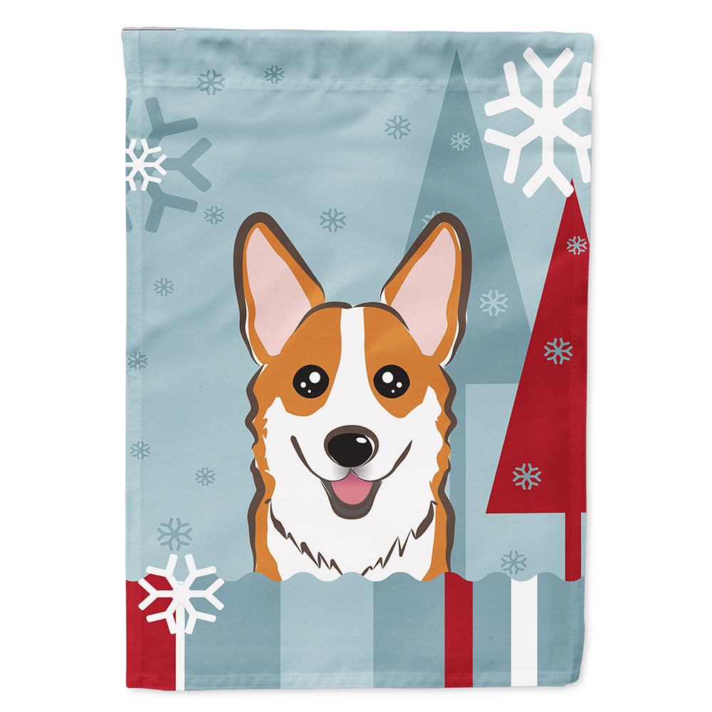 Winter Holiday Red Corgi Flag Canvas House Size BB1750CHF  the-store.com.