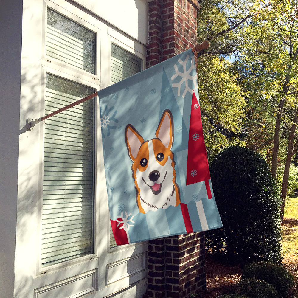 Winter Holiday Red Corgi Flag Canvas House Size BB1750CHF  the-store.com.