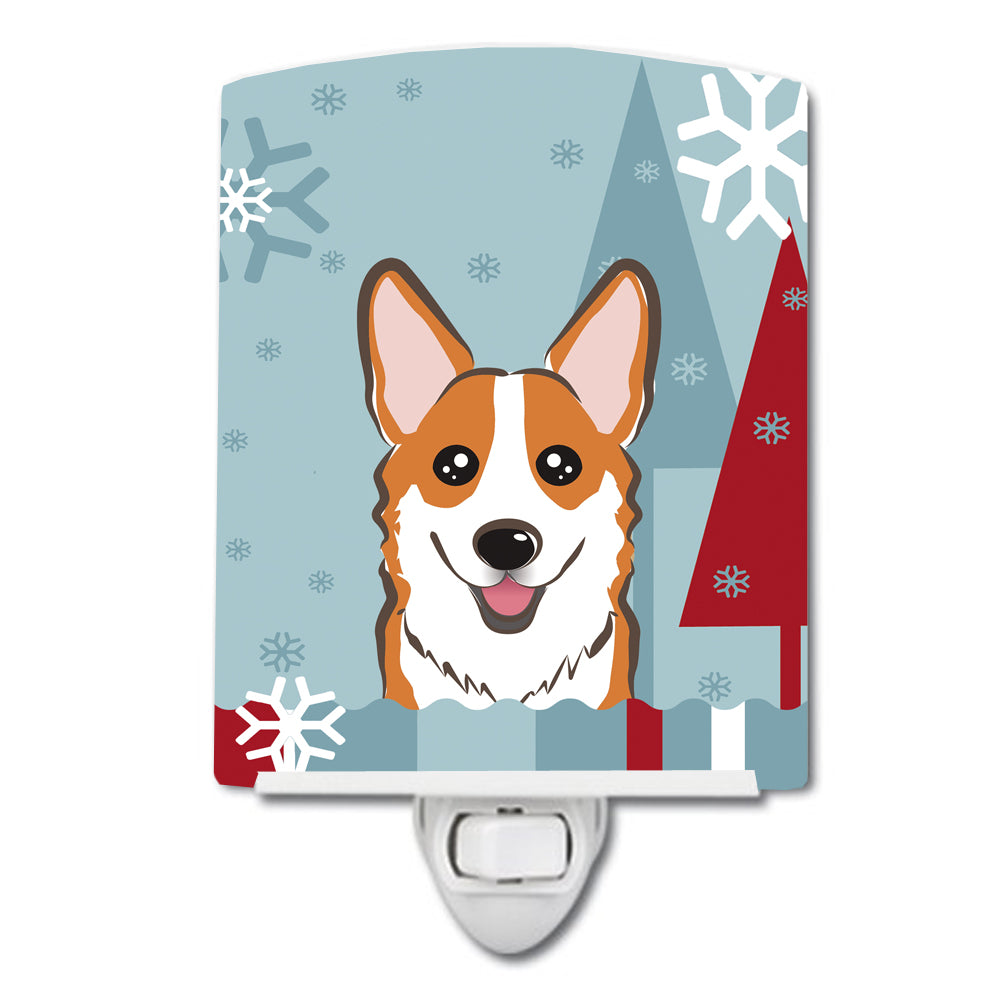 Winter Holiday Red Corgi Ceramic Night Light BB1750CNL - the-store.com