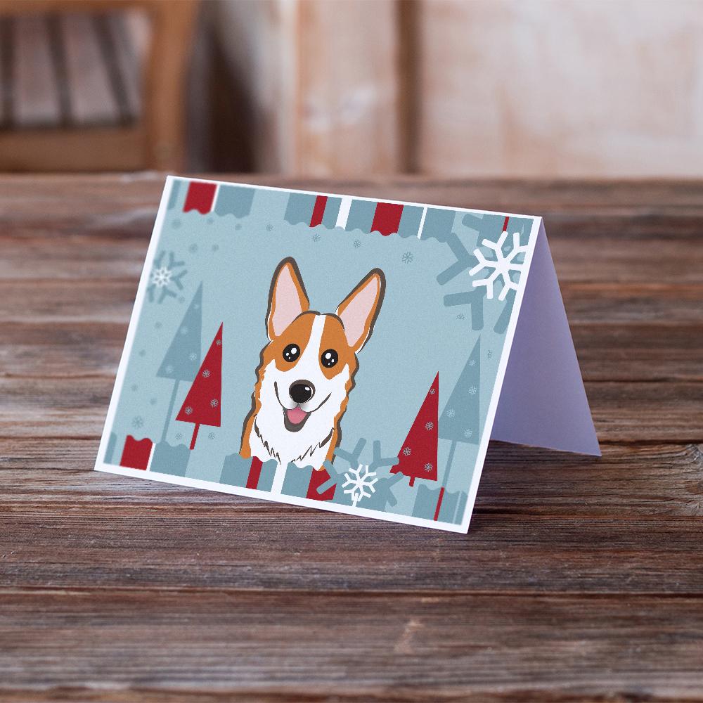 Winter Holiday Red Corgi Greeting Cards and Envelopes Pack of 8 - the-store.com