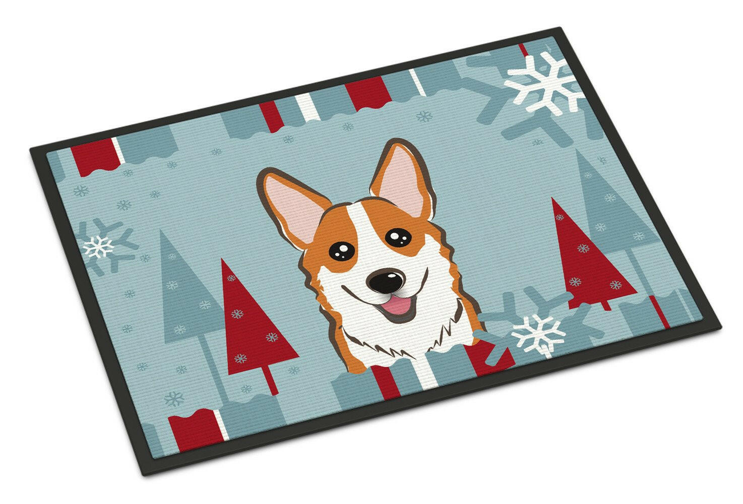 Winter Holiday Red Corgi Indoor or Outdoor Mat 24x36 BB1750JMAT - the-store.com