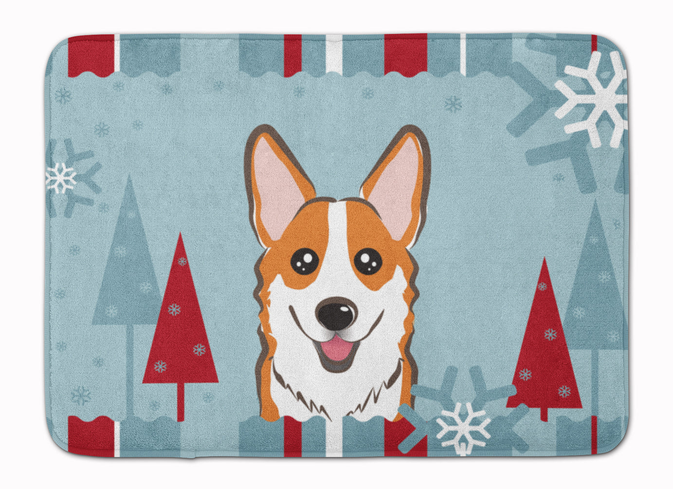 Winter Holiday Red Corgi Machine Washable Memory Foam Mat BB1750RUG - the-store.com