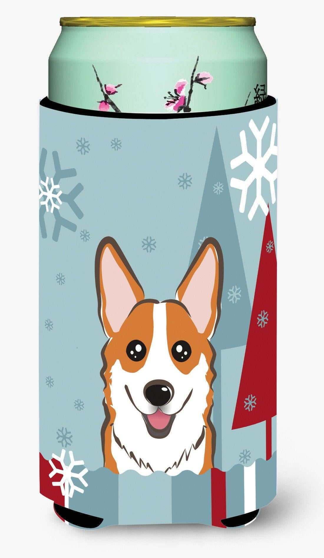 Winter Holiday Red Corgi Tall Boy Beverage Insulator Hugger BB1750TBC by Caroline's Treasures