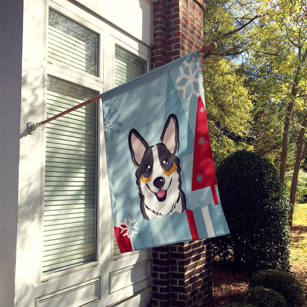 Winter Holiday Tricolor Corgi Flag Canvas House Size BB1751CHF  the-store.com.