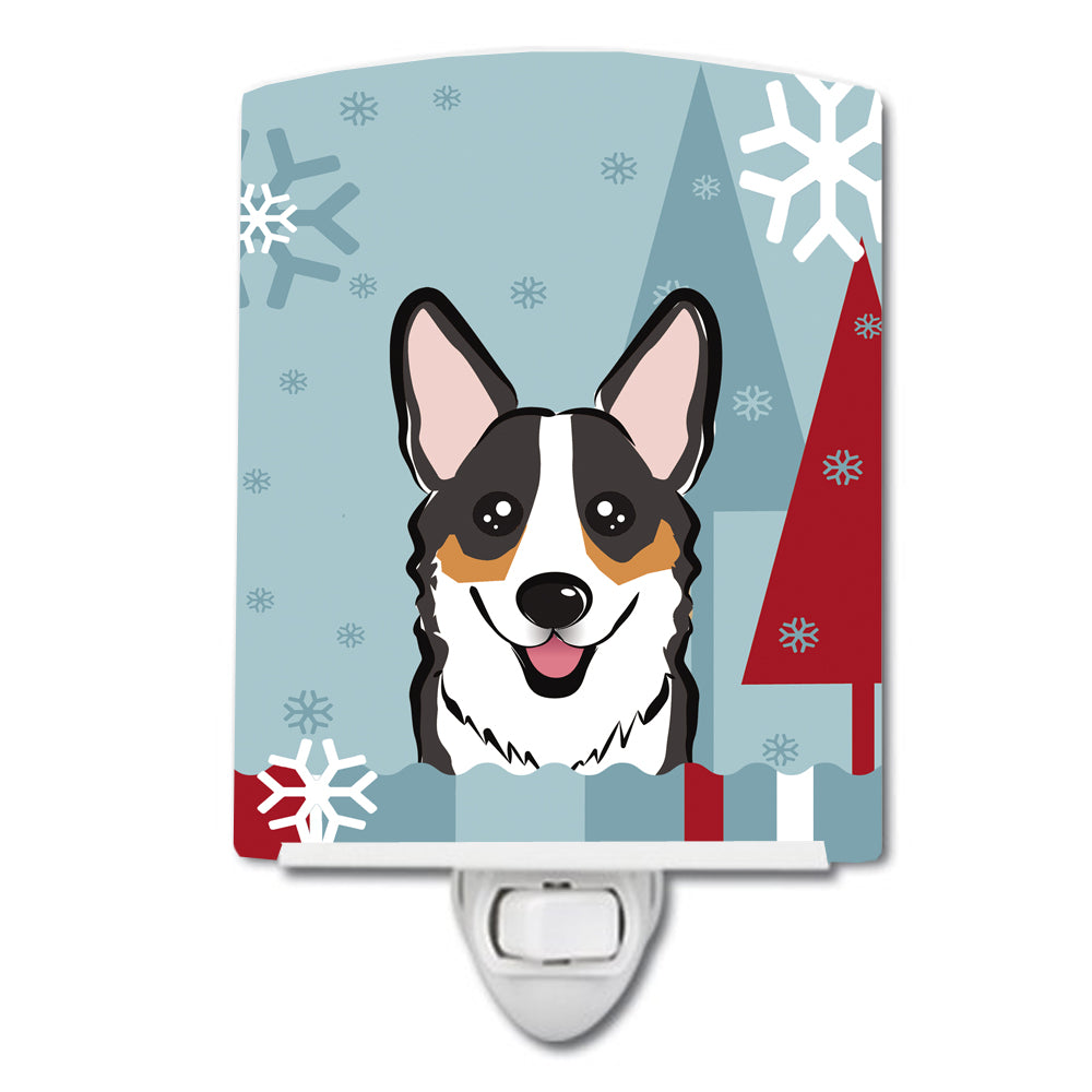 Winter Holiday Tricolor Corgi Ceramic Night Light BB1751CNL - the-store.com