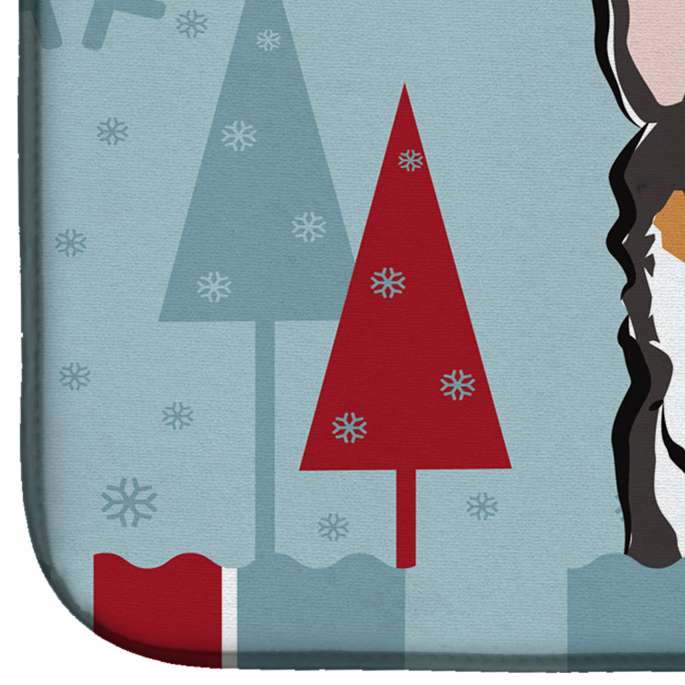 Winter Holiday Tricolor Corgi Dish Drying Mat BB1751DDM  the-store.com.