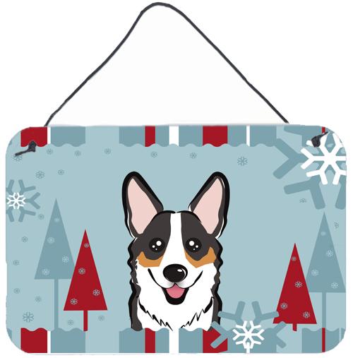 Winter Holiday Tricolor Corgi Wall or Door Hanging Prints BB1751DS812 by Caroline&#39;s Treasures