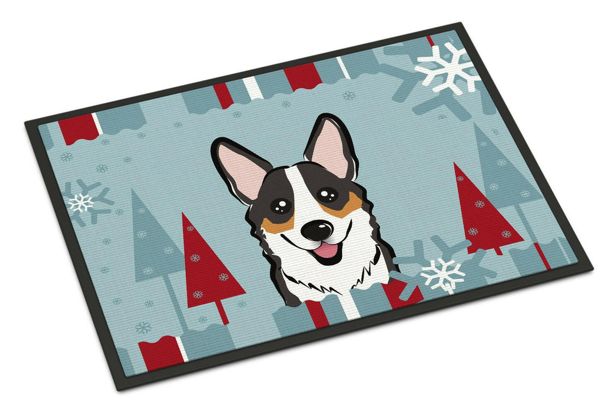 Winter Holiday Tricolor Corgi Indoor or Outdoor Mat 18x27 BB1751MAT - the-store.com